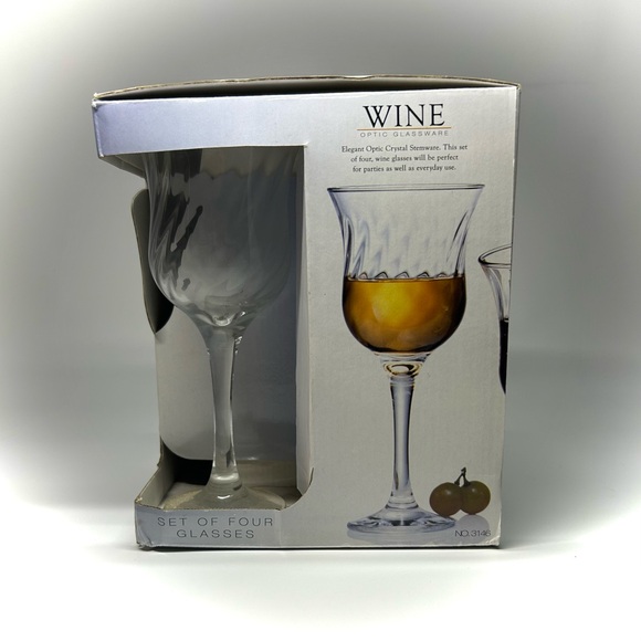 Set of Four Crystal Wine Glasses Block Crystal Tulip Design - Picture 6 of 8